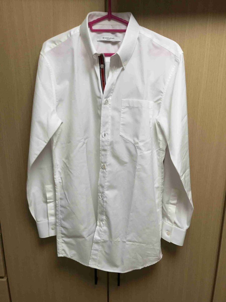 国内正規 定価6.2万 17AW GIVENCHY ジバンシィ スター 星 アイコニックバンド グログランテープ ドレスシャツ 白 37 17F 6203 300