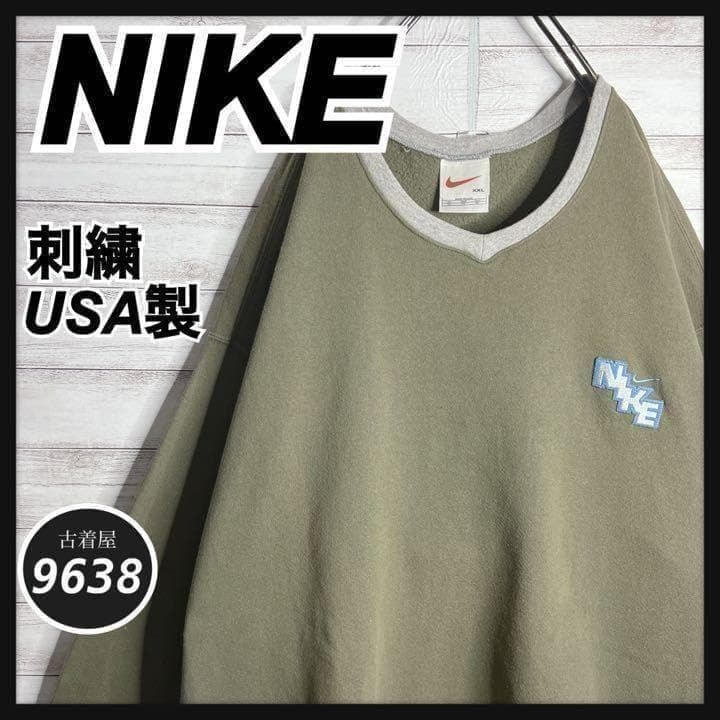 USA製!!】ナイキ ✈︎刺繍 ゆるだぼ 白タグ 裏起毛 肉厚 トレーナー C 