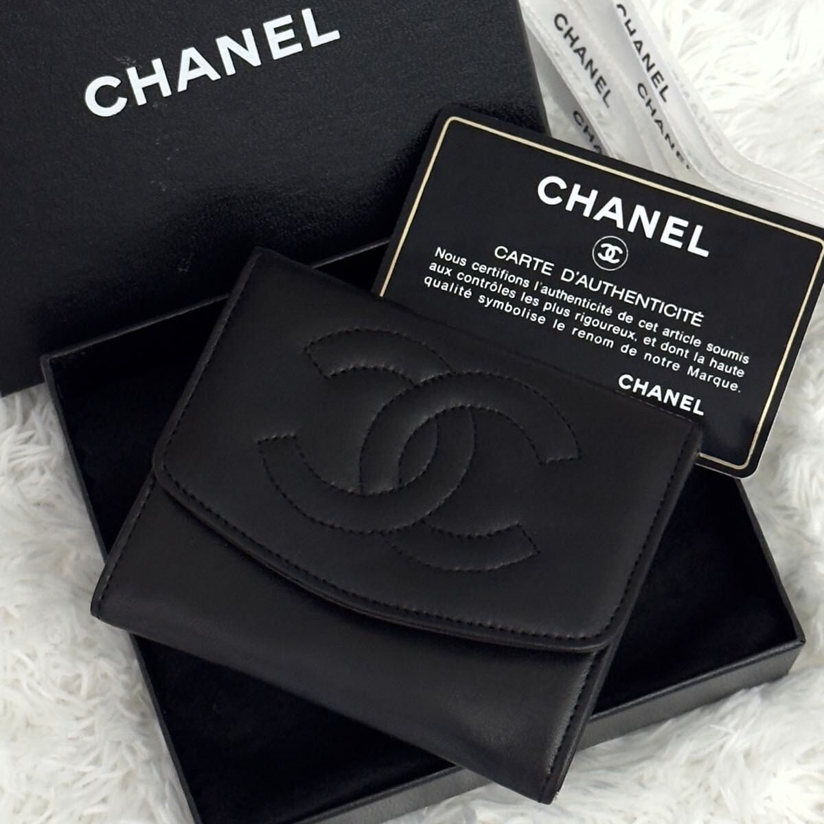 ☆未使用級☆CHANEL シャネル ラムスキン 財布 コインケース 小銭入れ レザー ブラック