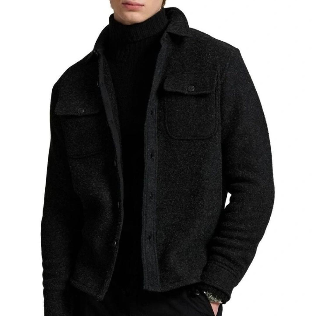 POLO RALPH LAUREN ポロラルフローレン シャツジャケット ウールブレンド ニット ブラック Mサイズ