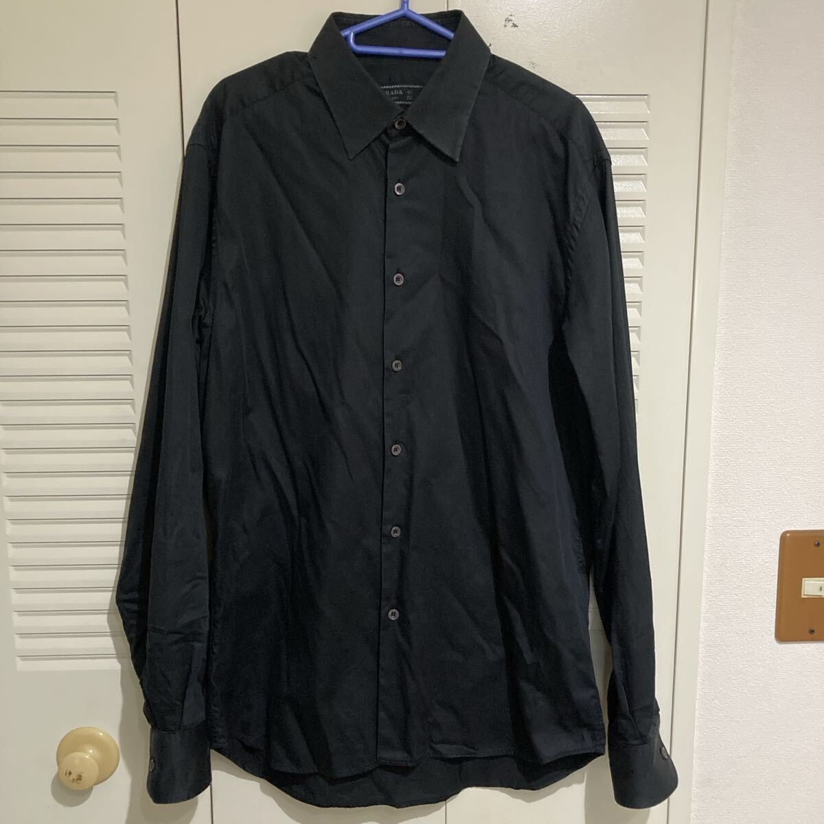 プラダ PRADA フォーマルシャツ Mサイズ ブラック 40 15 3/4
