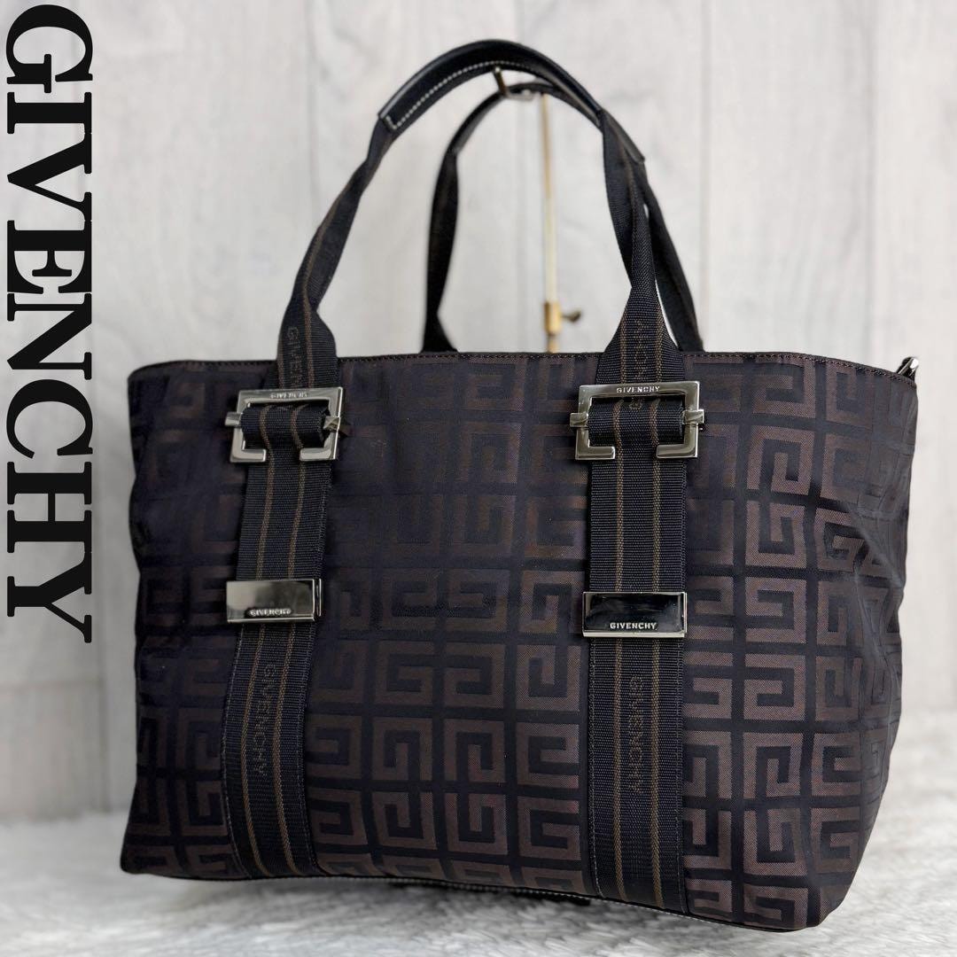 美品 A4可 Givenchy ジバンシー 4G ロゴ 総柄 トートバッグ レディース