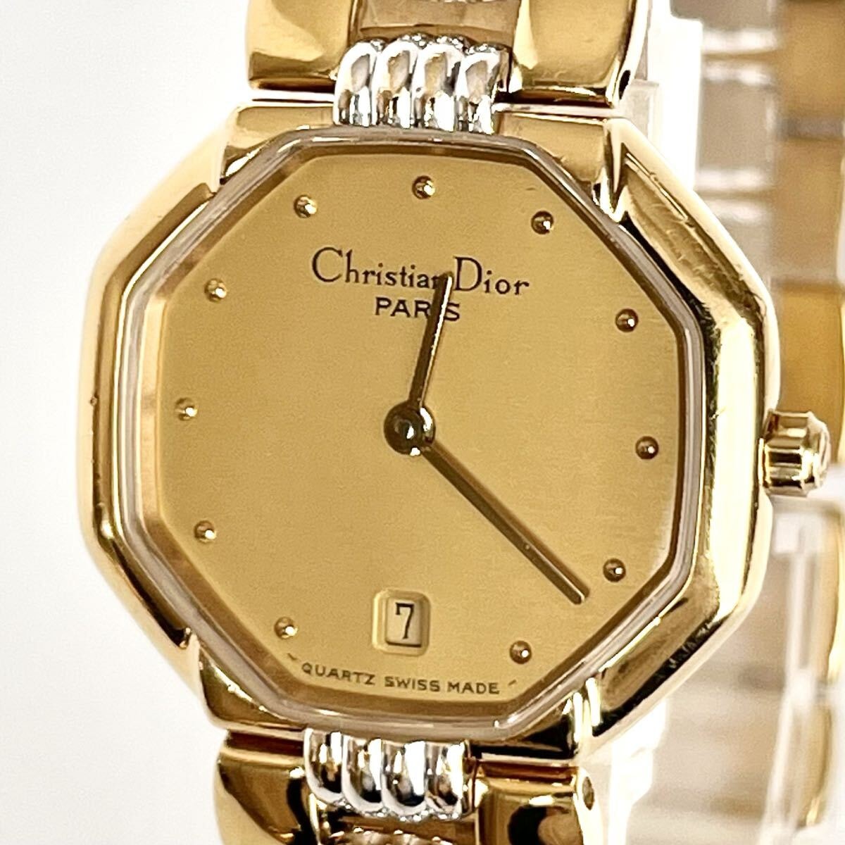  【稼働】磨き済み クリスチャンディオール Christian Dior レディース 腕時計 美品 電池新品 ゴールド s2241