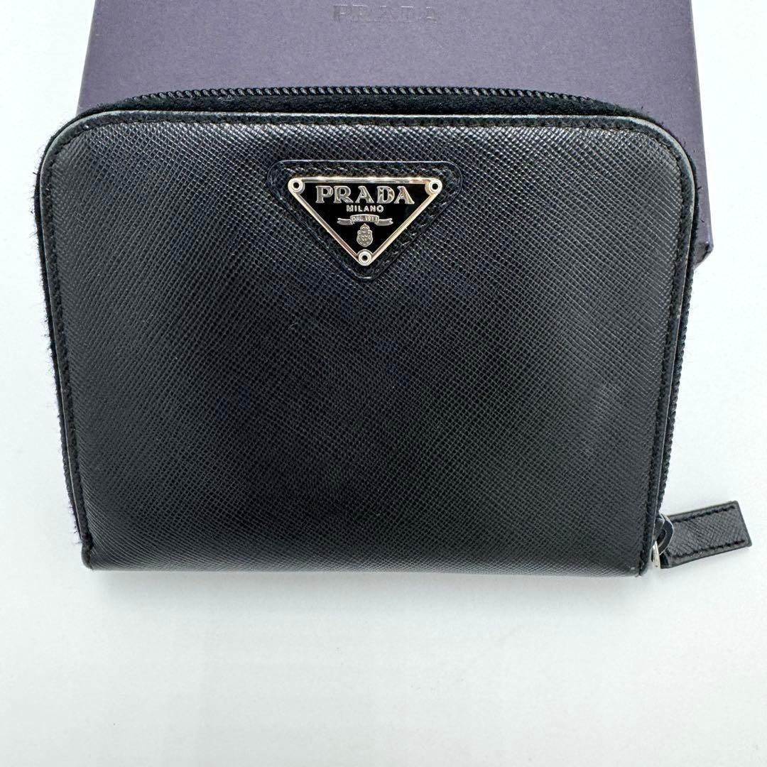 C (やや傷や汚れあり)】プラダ PRADA 二つ折り財布 テスート 三角ロゴ 