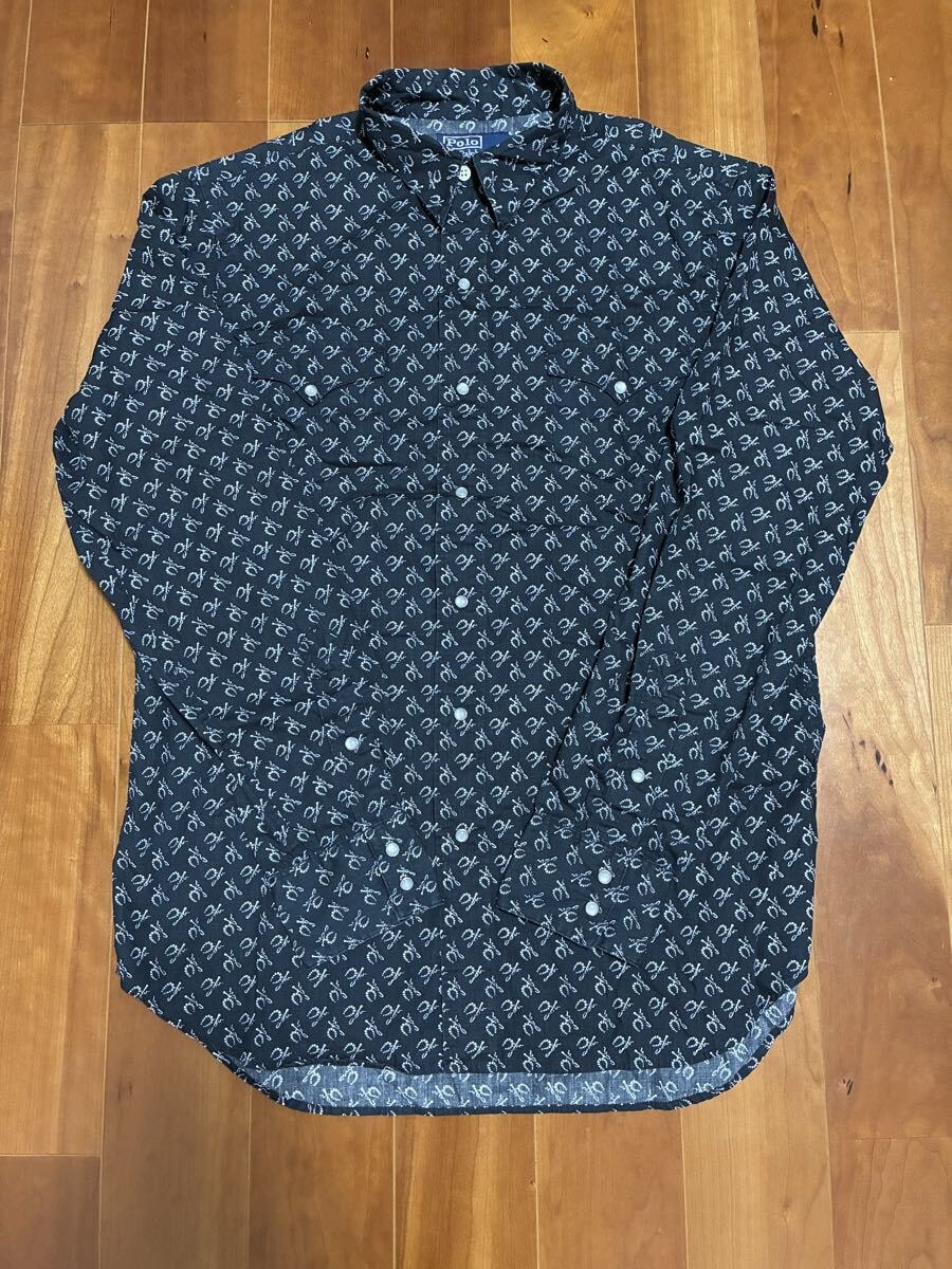 【Special】Polo by Ralph Lauren ブラックウエスタンシャツM ホースシュー(馬蹄)柄