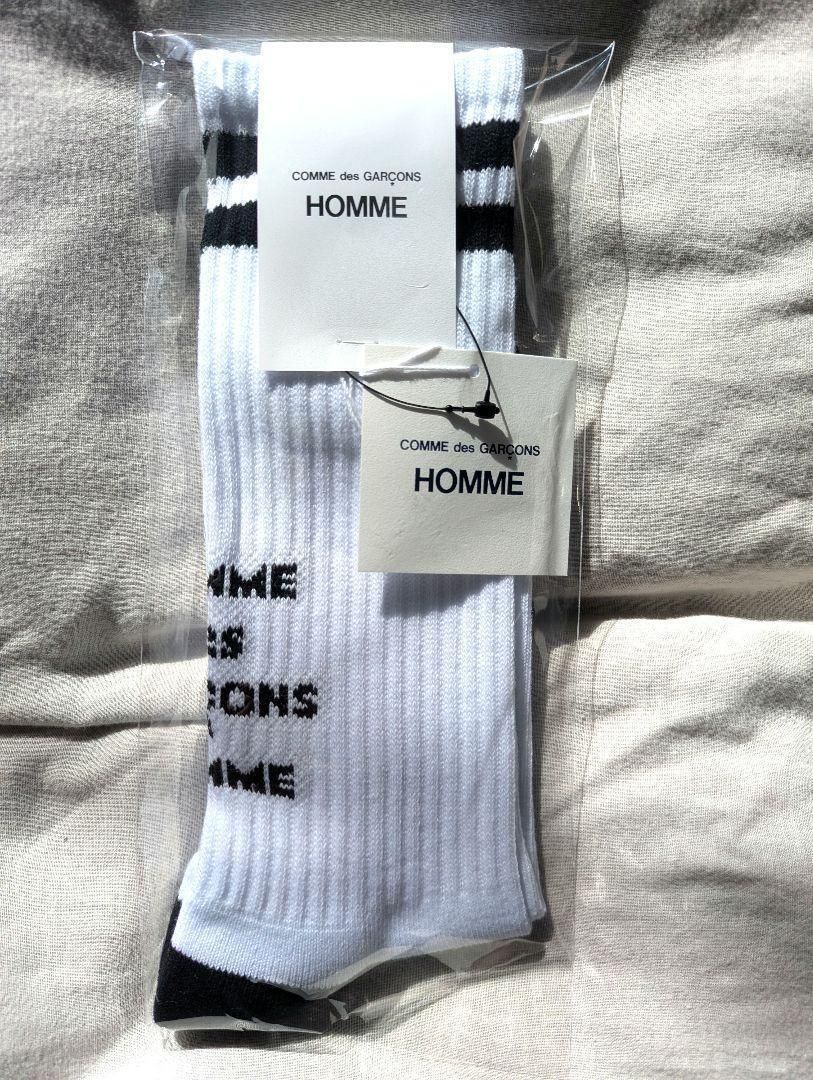 新品 未使用 タグ付 コムデギャルソンオム ロゴ LOGO 靴下 白 正規品 COMME des GARCONS HOMME - 新品 未使用 タグ付