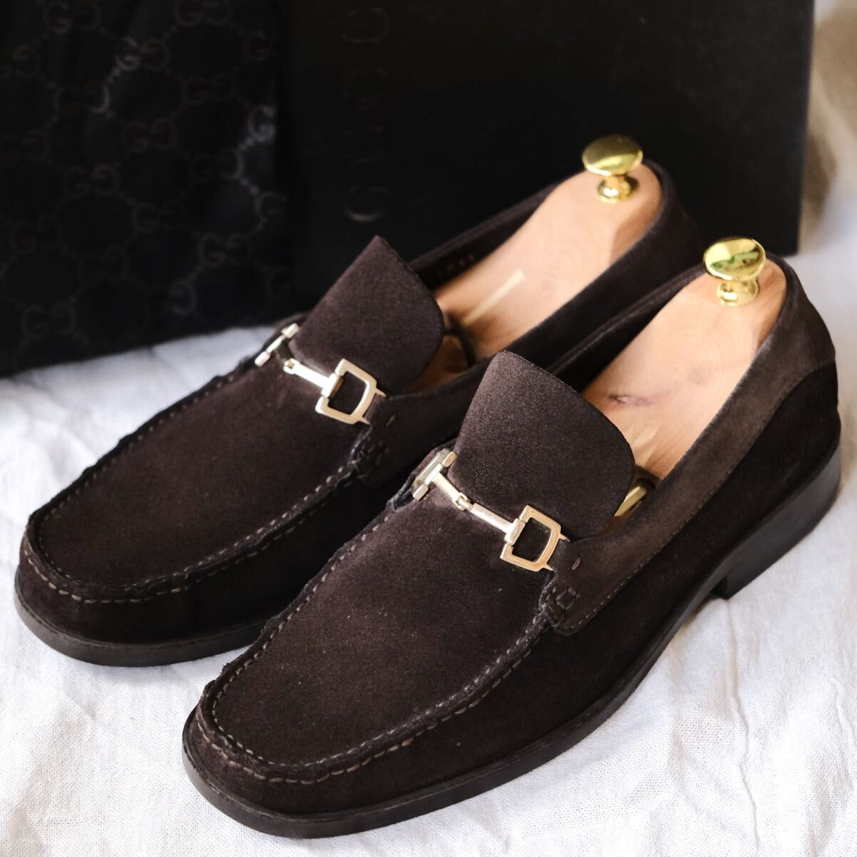 グッチ|ホースビットローファー|スエード|41.5E|濃茶|i1727 超美品》GUCCI グッチ ホース ビット ローファー スウェード 茶系 8