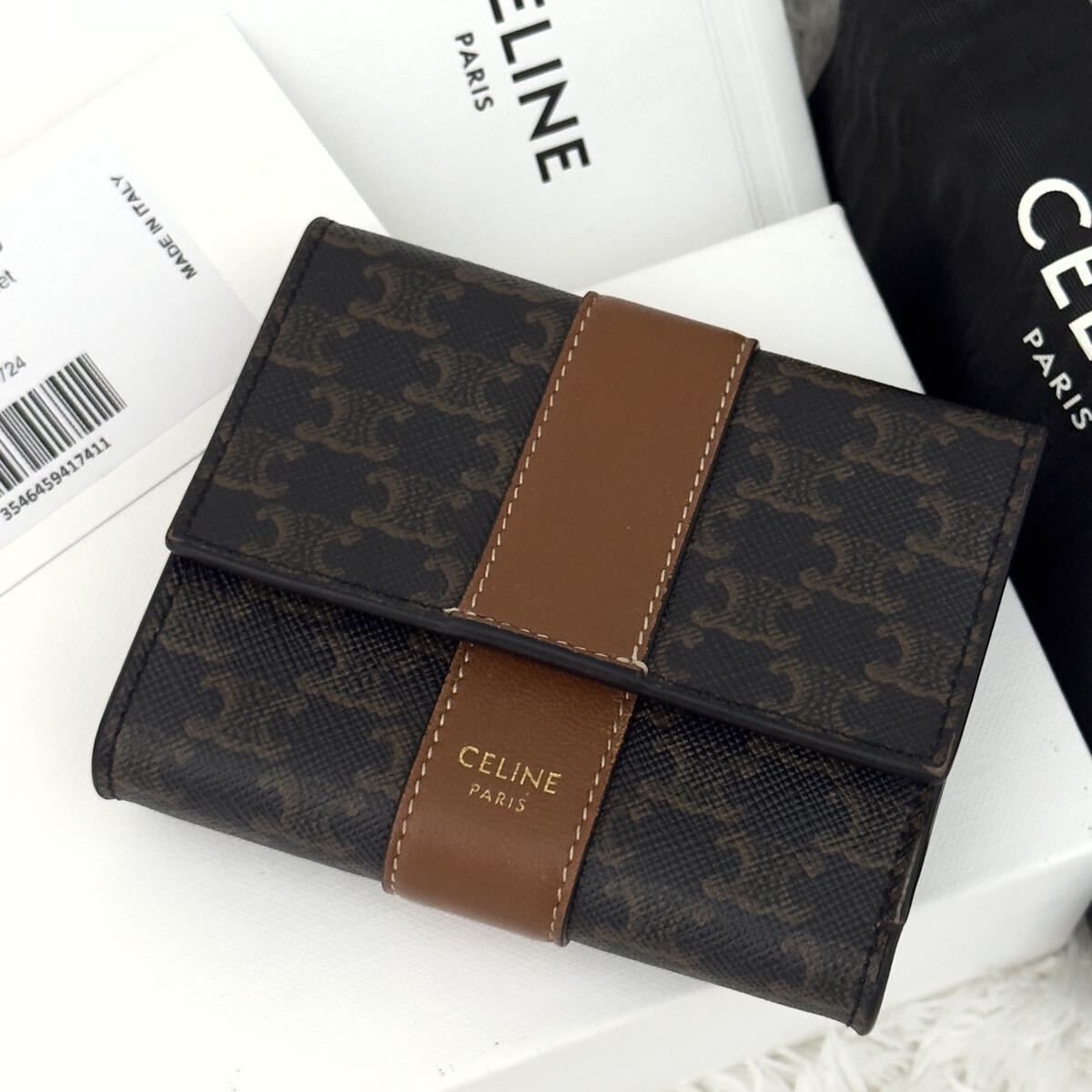 ☆極美品☆CELINE セリーヌ トリオンフ キャンバスウォレット 財布 三つ折り トリフォールド スモール