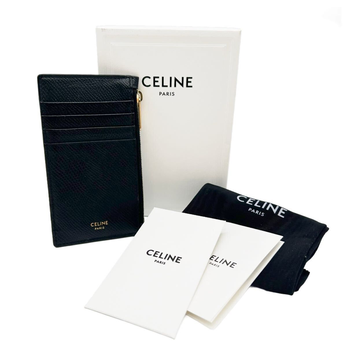 CELINE セリーヌ フラグメントケース　コインケース　カードケース　ブラック　レザー　コンパクト財布　メンズ　レディース　ユニセックス