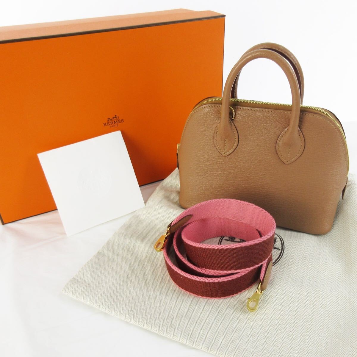 保護シール付き未使用品 B刻印 ボリード ミニ 1923 チャイ ゴールド金具 ハンドバッグ ショルダーバッグ 2way 25 27 シェーブル