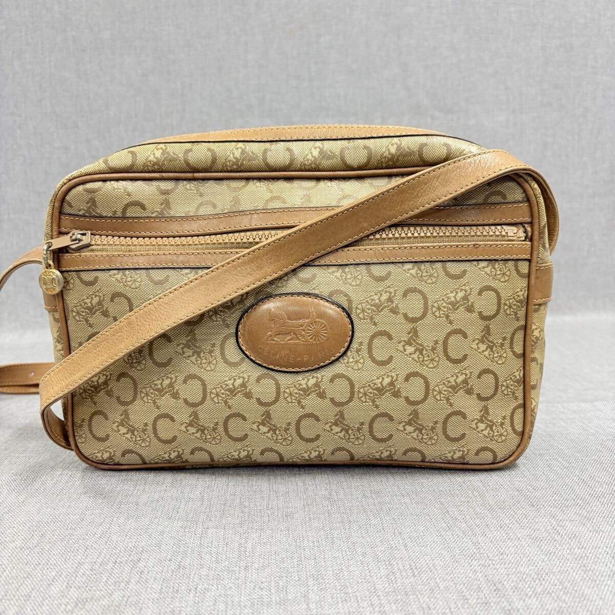 CELINE セリーヌ Cマカダム ショルダーバッグ PVC ブラウン ヴィンテージ