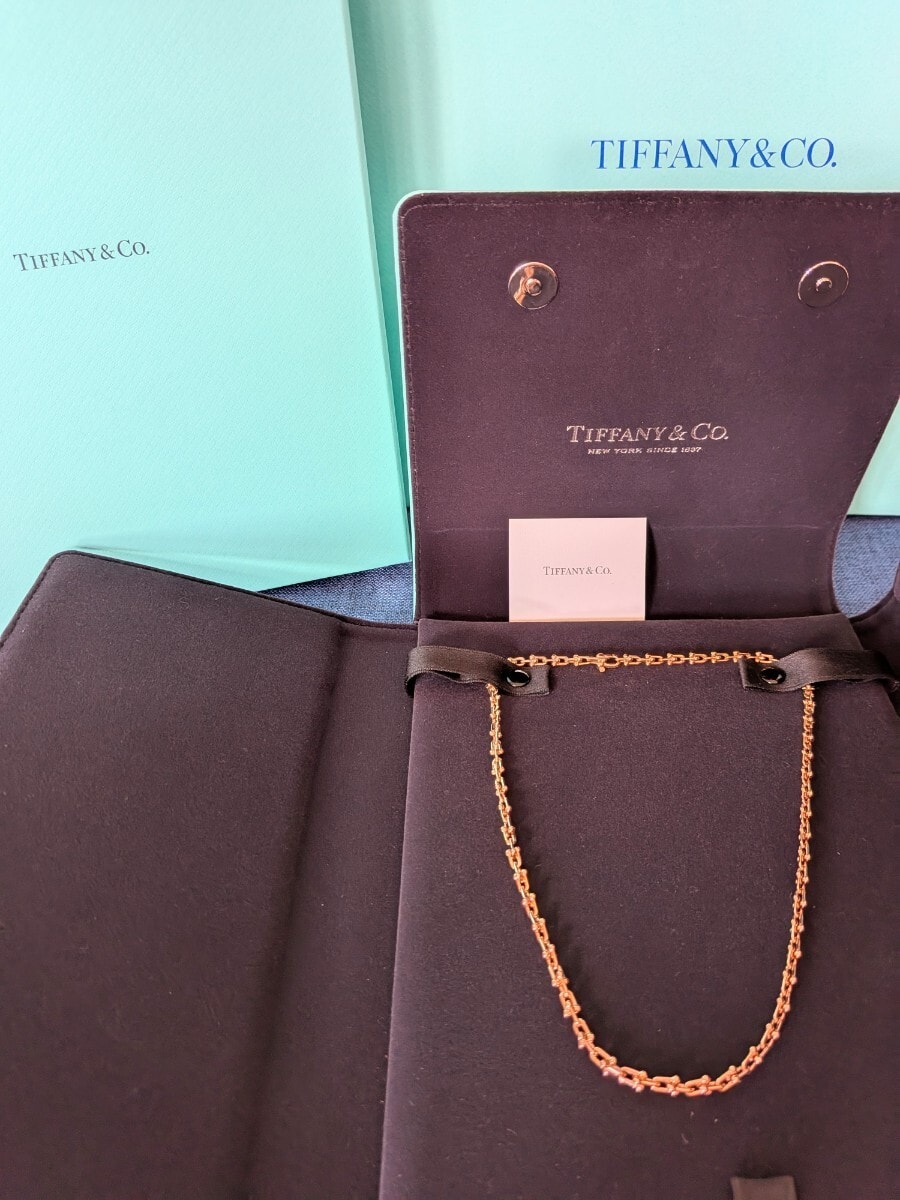 [新品未使用]134.2万円ティファニーハードウェアマイクロリンクネックレスAu750ローズゴールド