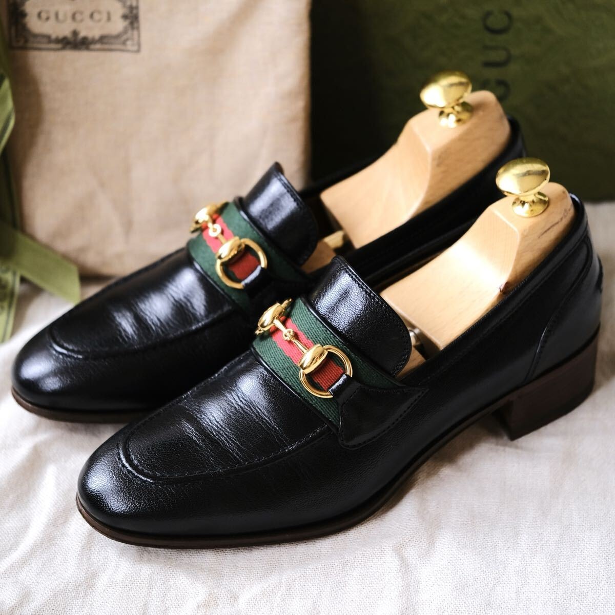 極美品GUCCIグッチ ホースビットシェリーラインローファー黒36 1/2