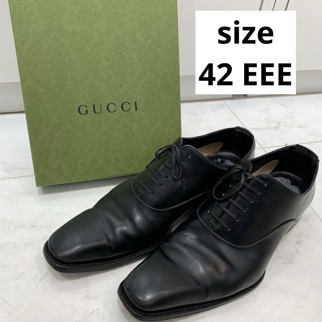 GUCCI ブラックレザー ビジネスシューズ ローファー 42 GUCCI ブラックレザー ビジネスシューズ ローファー 42