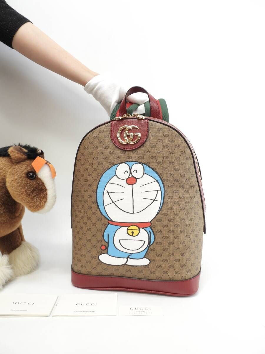 【美品】グッチ ドラえもん コラボ マイクロGG レザー リュックサック 美品】グッチ ドラえもん コラボ マイクロGG レザー リュックサック