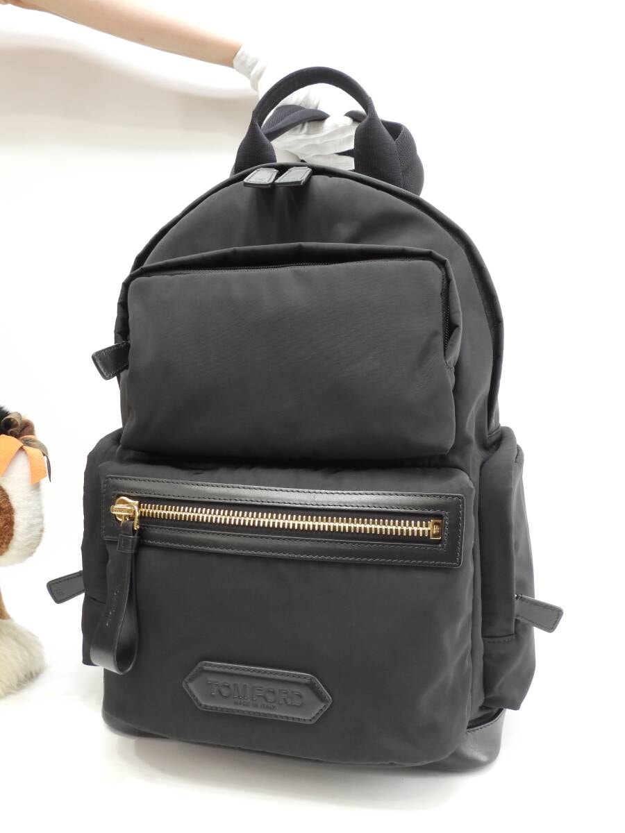 トムフォード バックパック バックリー ナイロン/レザー黒 リュックサック 美品@HO460T024AAU