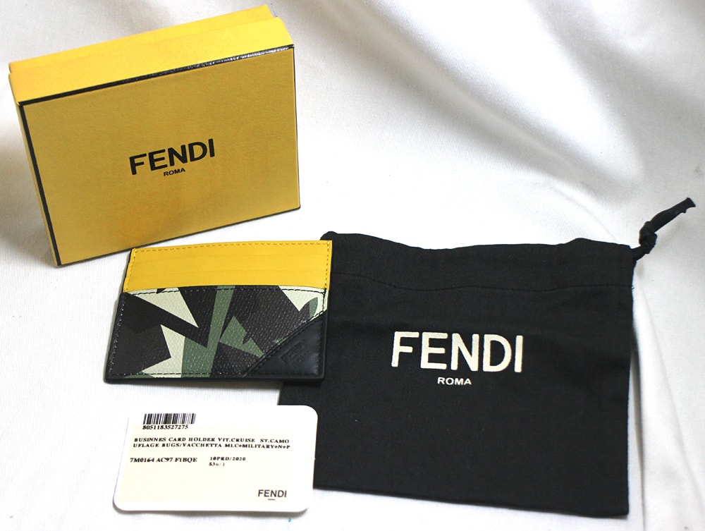 【FENDI】フェンディ カモフラージュ 迷彩 カードケース 7M0164-AC97 イエロー グリーン ブラック レザー