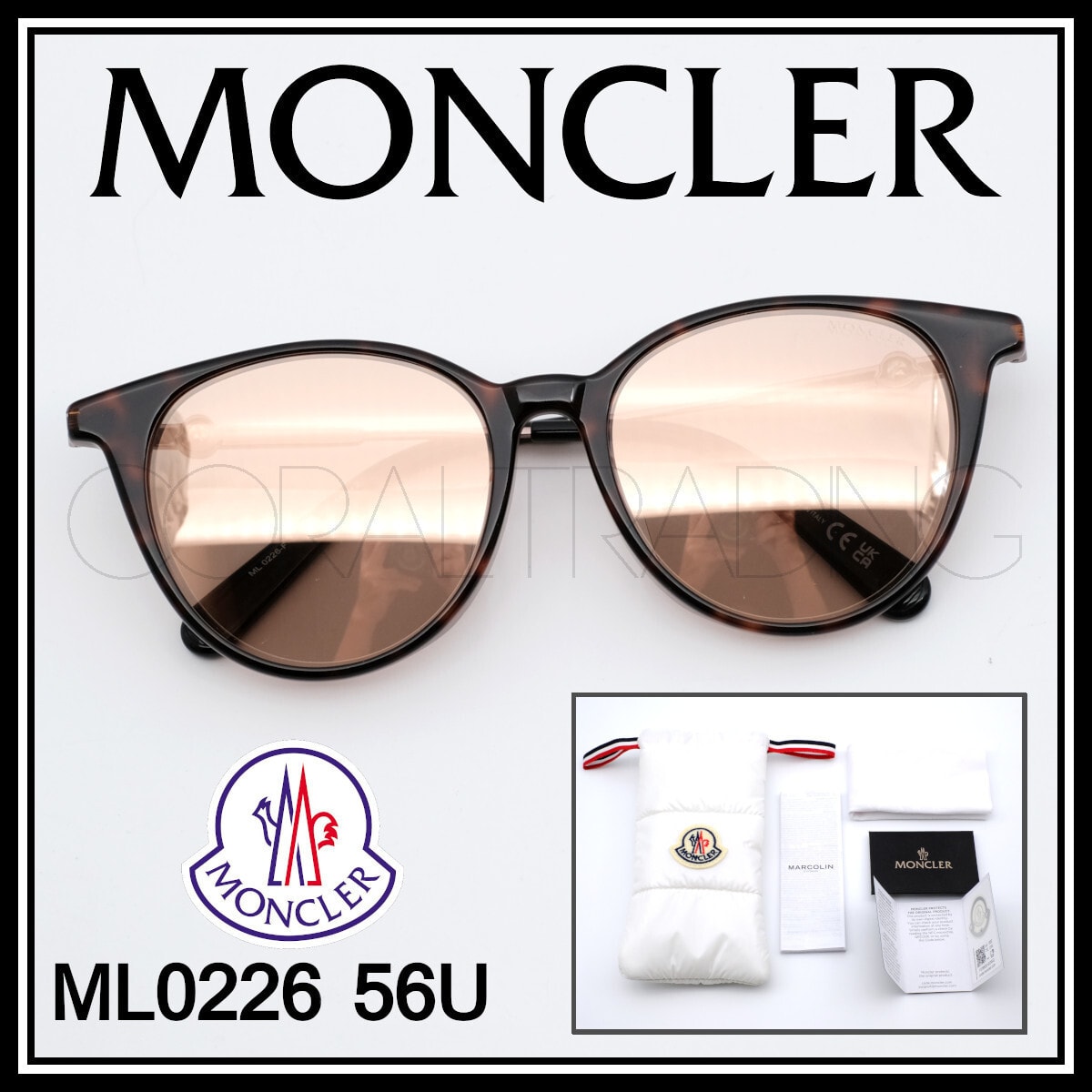 楽天市場激安】 MONCLER サングラス ハバナ/パールオレンジ ML0226 56U