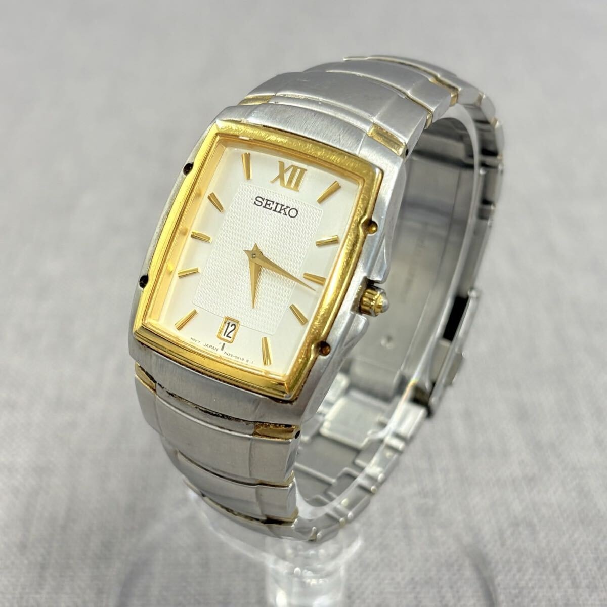 稼働 新品電池 SEIKO セイコー 腕時計 ゴールドフィルド スクエア 希少