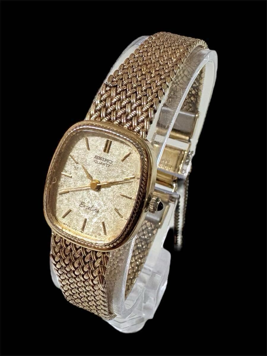 SEIKO Exceline 腕時計 レディース クォーツ ゴールドカラー 金 ゴールド文字盤 【稼働品】