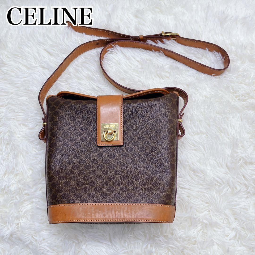 美品 CELINE セリーヌ マカダム ショルダーバッグ 総柄 ロゴ
