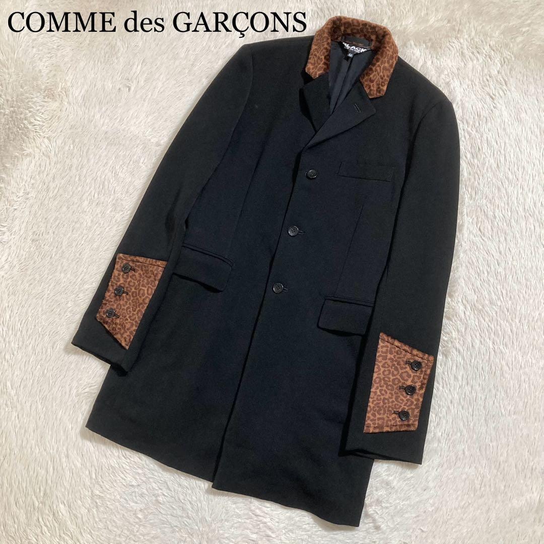 極美品 ブラックコムデギャルソン COMME des GARONS テーラードジャケット ドッキング レオパード