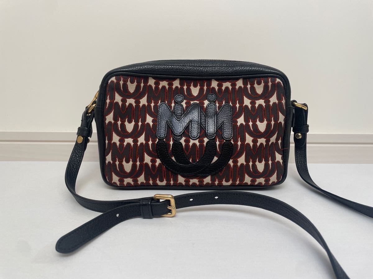 ミュウミュウ　MIUMIU ミュウミュウ ジャガード クロスボディーバッグ 　ショルダーバッグ　miumiu　ブラック　eMIUticonsコレクション 