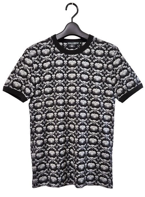 ★ドルチェ&ガッバーナDOLCE&GABBANA メンズ 王冠柄 Tシャツ 白黒 44 新品未着用