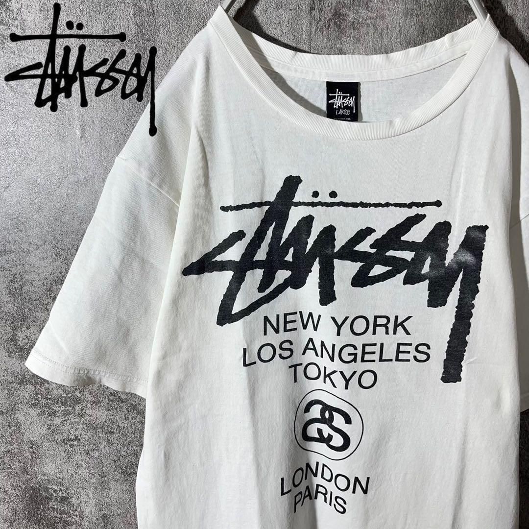 [大人気]　ステューシー　Tシャツ　プリント◎　ワールドツアー　ストックロゴ