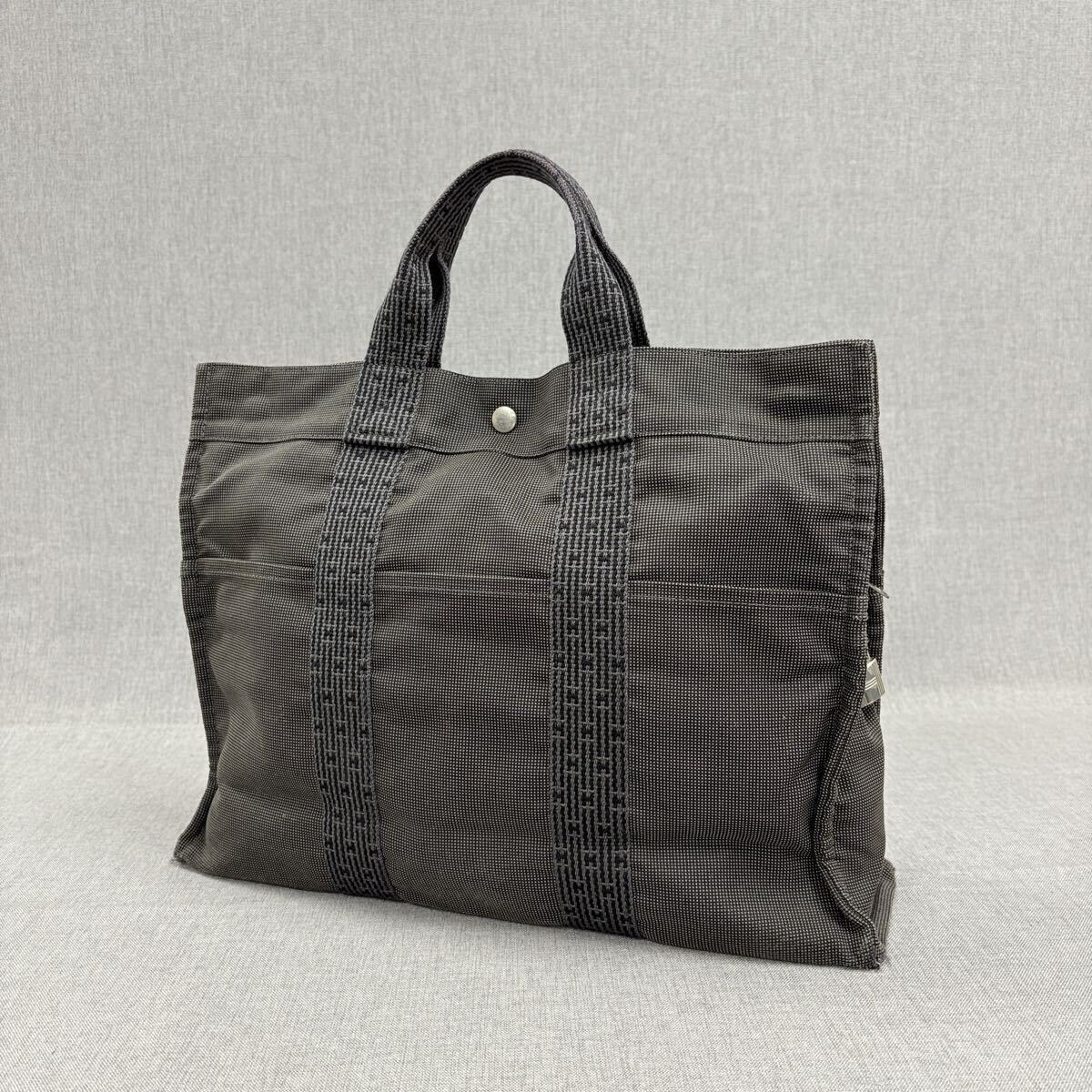 HERMES エルメス エールライン MM トートバッグ キャンバス ハンドバッグ グレー