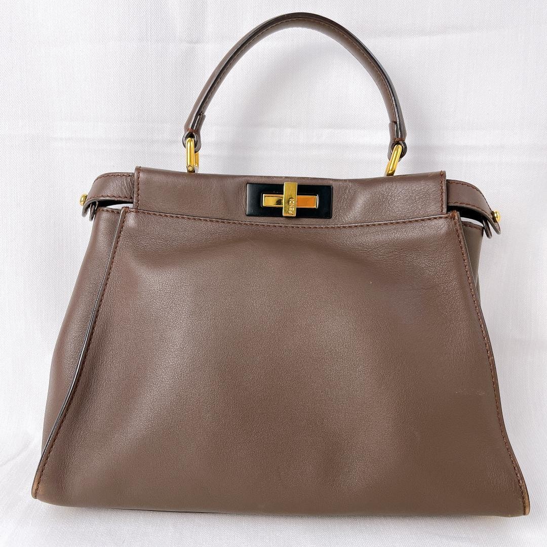 FENDI ピーカブー 8BN290 レザー レギュラー バッグ ベージュ フェンディ