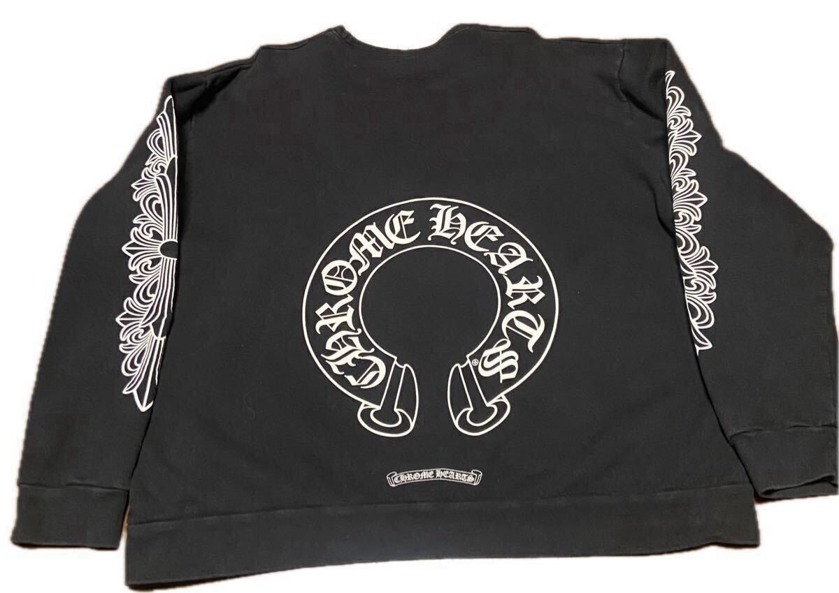 国内正規品　XL クロムハーツ　ホースシュー　フローラル　スウェット　 トレーナー 長袖 ブラック トップス　パーカー 