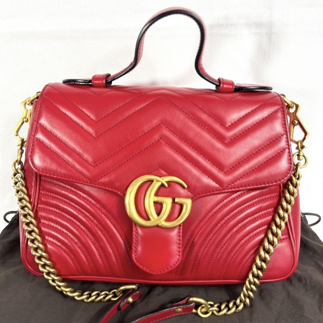 【美品】 GUCCI GGマーモント 2wayバッグ スモールトップハンドル
