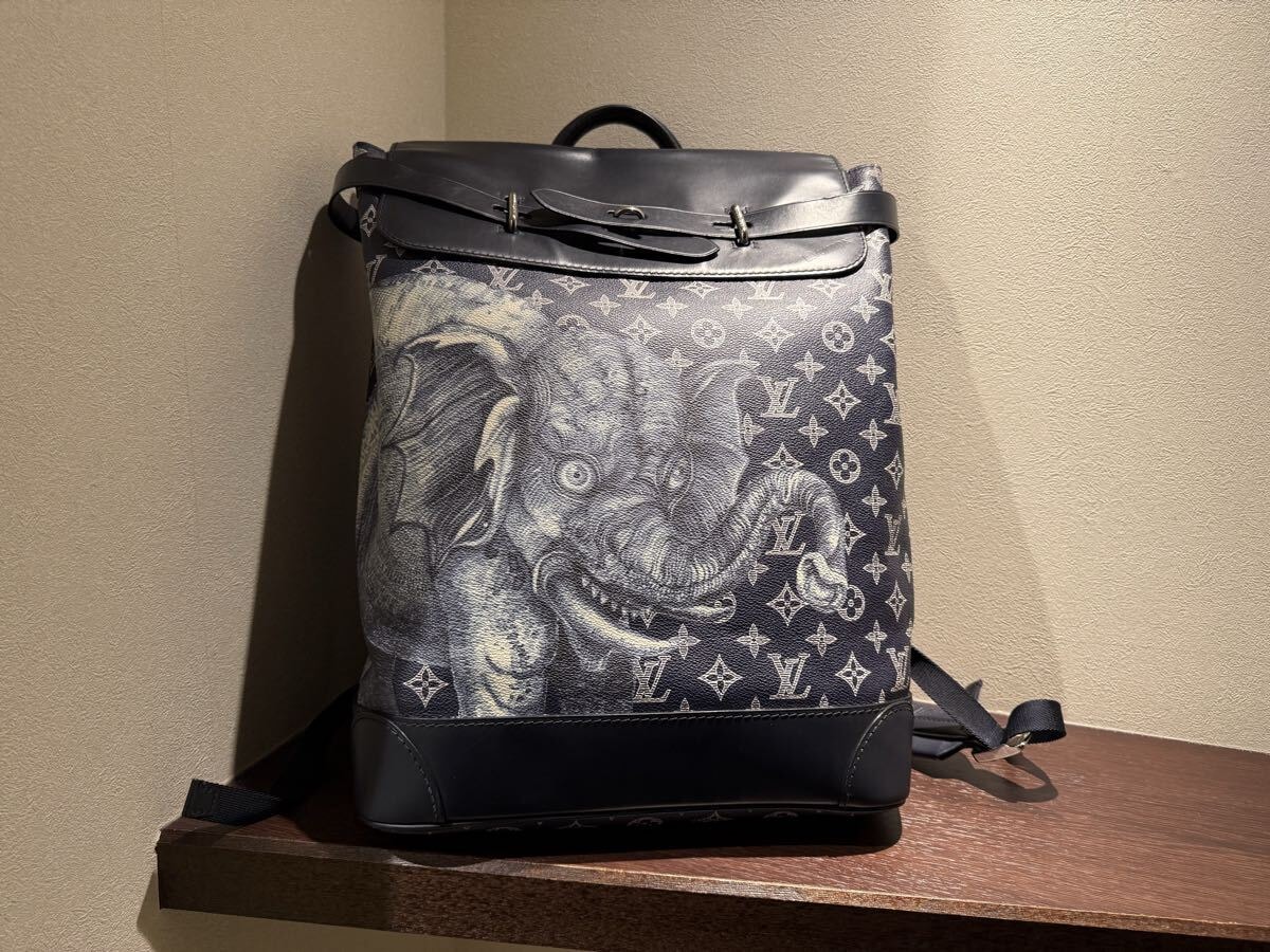 中古 LOUIS VUITTON ルイヴィトン チャップマン モノグラム サバンナ リュック バックパック ネイビー