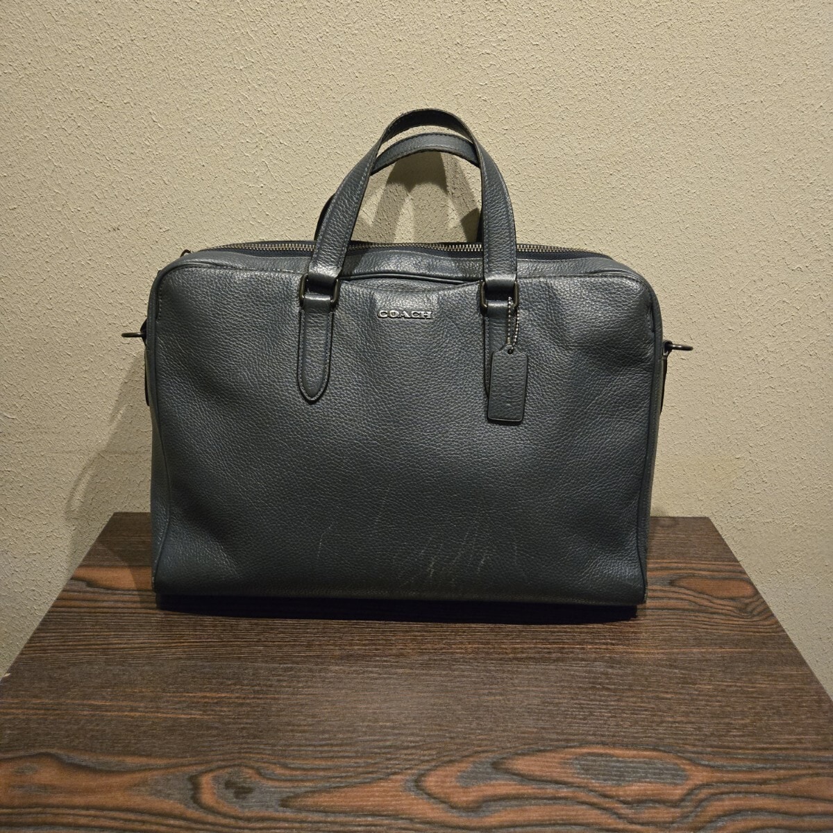 傷や汚れあり】COACH グレー レザー ビジネスバッグ レザー ビジネス