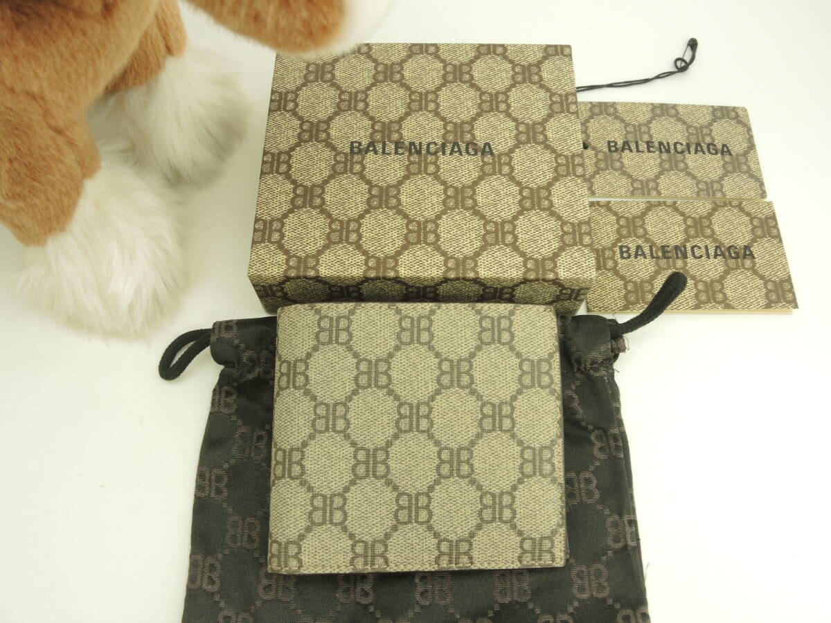 グッチバレンシアガ 2折財布 オールド BB灰 メンズ コンパクトウォレット 新品@ 6