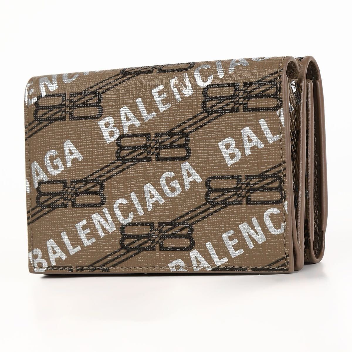 BALENCIAGA バレンシアガ 三つ折り財布 594312 2AAH1 財布 ミニ コンパクト ユニセックス ブラウン カードケース