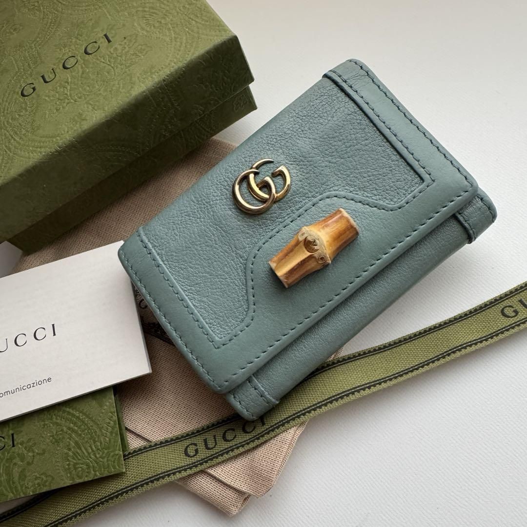 【美品】 900 GUCCI グッチ マーモント 3つ折り 財布 ウッド