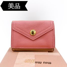 ミュウミュウ プリントマドラスレザー 財布
