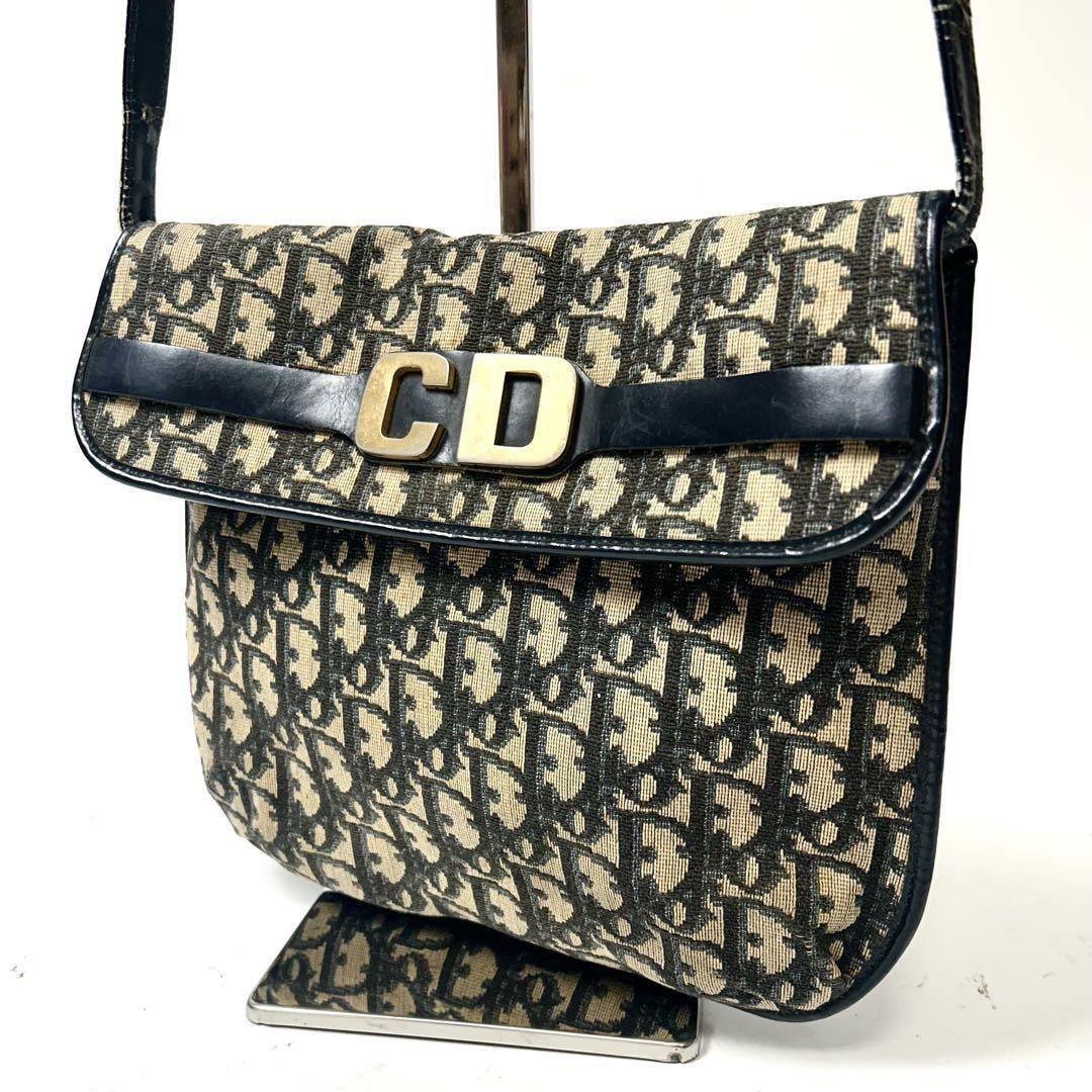 Dior トロッター　キャンバス　ショルダーバッグ　ネイビー　CDロゴ