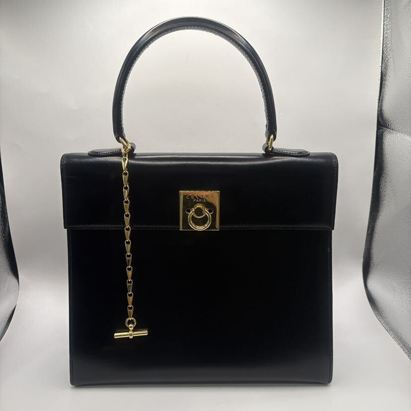 C (やや傷や汚れあり)】CELINE セリーヌ レザー ハンドバッグ