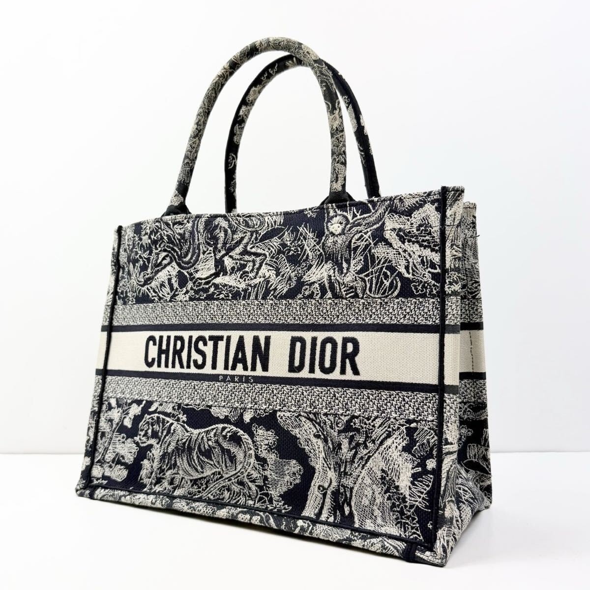 美品 Dior Book Tote バッグ ミディアム ディオールトワルドゥ ジュイゾディアック エンブロイダリー