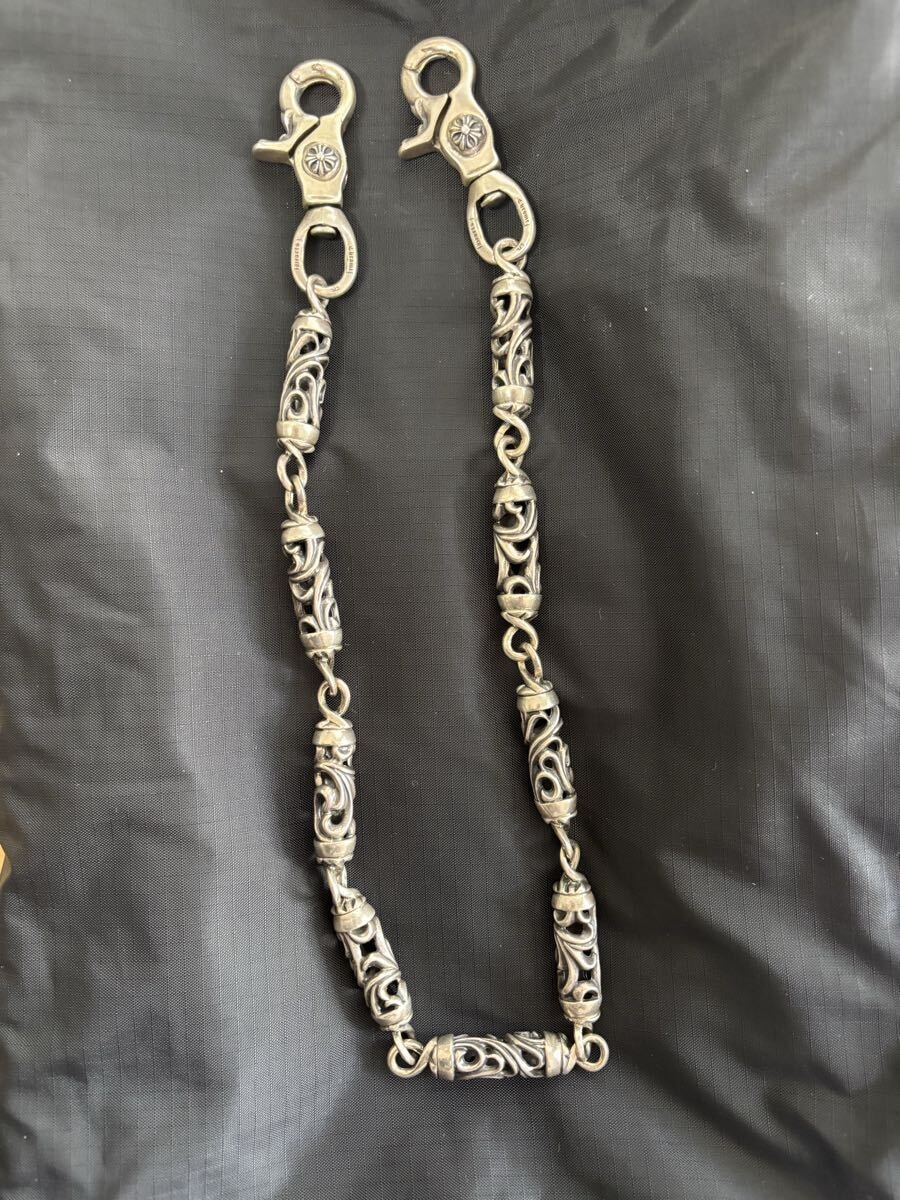 CHROME HEARTS OLD ドックローラー ウォレットチェーン　9リンク　ダブルクリップ シルバー925 アクセサリー