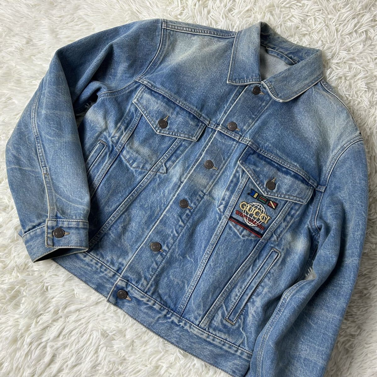 B (目立った傷や汚れなし)】希少 極美品 GUCCI グッチ 刺繍ロゴ