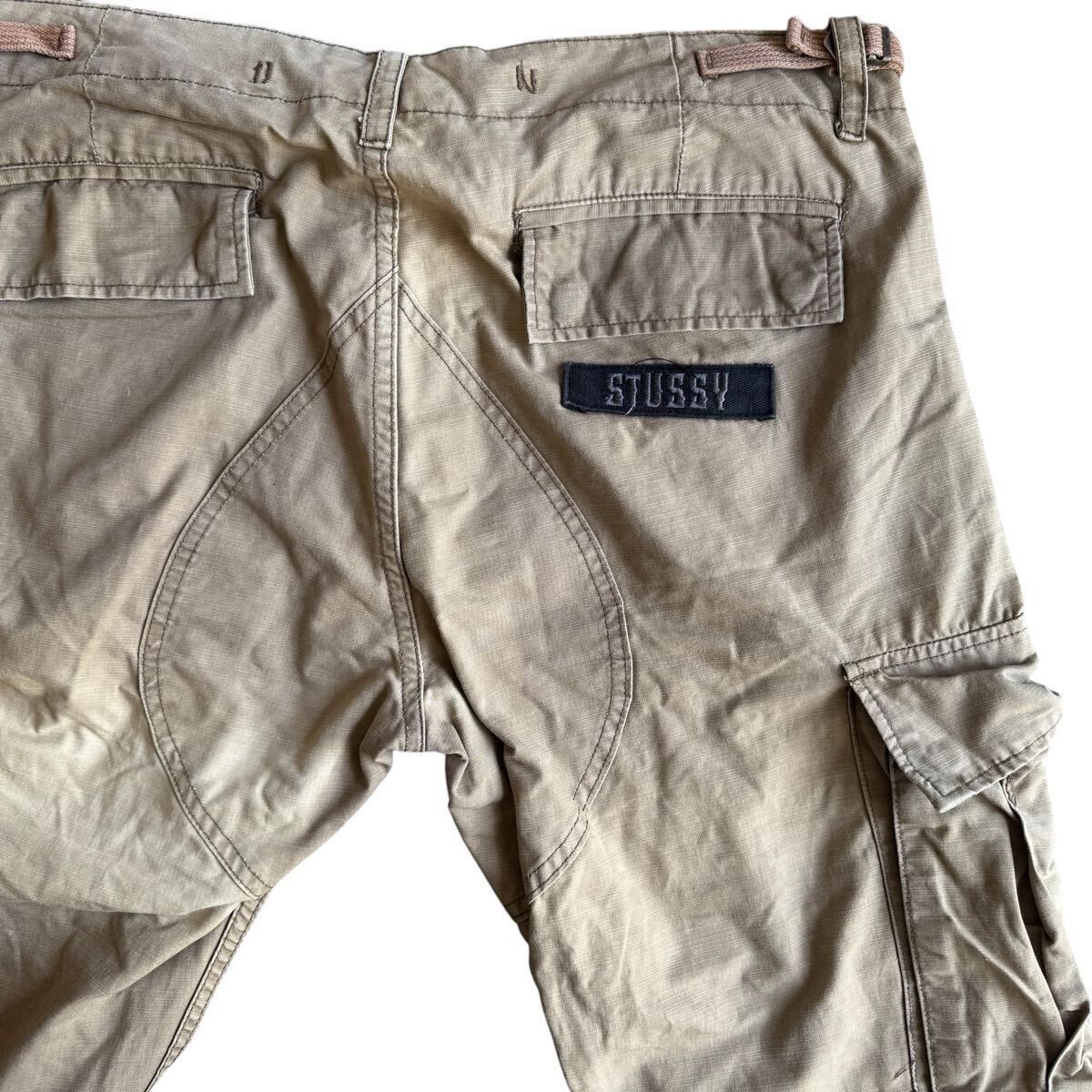即決★STUSSY★w34 カーゴパンツ ステューシー ワークパンツ ベージュ ドローコード
