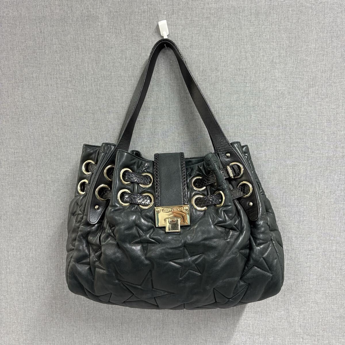 JIMMY CHOO ジミーチュウ レザー トートバッグ ショルダーバッグ ブラック