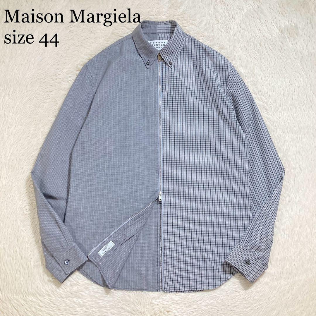 Maison Margiela メゾンマルジェラ 長袖シャツ ドッキング ダブルジップ チェック コットン