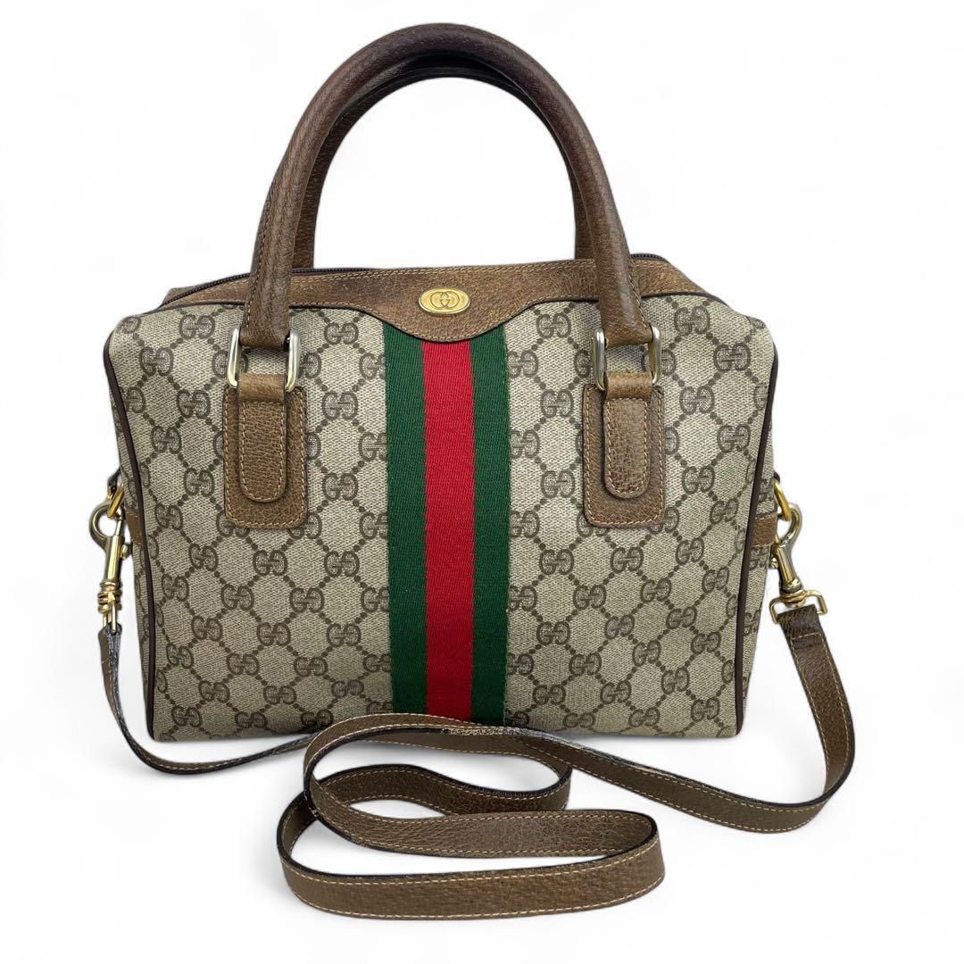 オールドグッチ　GG柄　シェリーライン　2WAYボストンバッグ　アクセコ　GUCCI アクセサリーコレクション GGスプリーム オフィディア