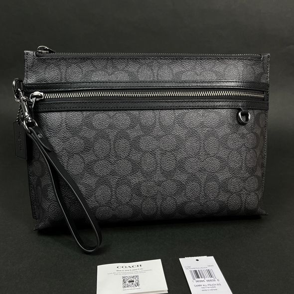 【COACH 本物 新品 コーチ アウトレット 正規品】キャリーオール ポーチ シグネチャー バッグ クラッチバッグ セカンドバッグ CY985 新品