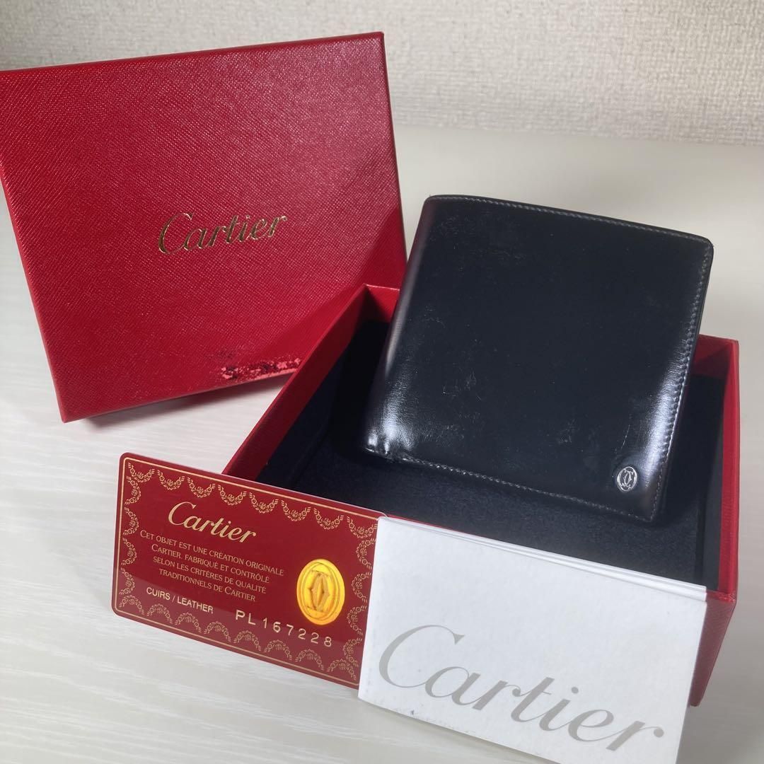 Cartier カルティエ 二つ折り財布 本革 レザー ロゴ ケース付き